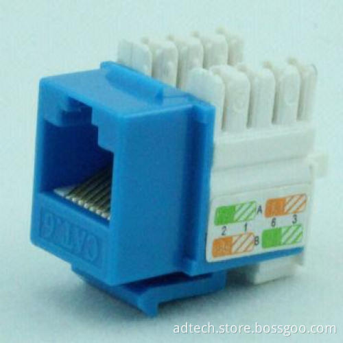 UTP Cat6 RJ45 Keystone Jack in Blue and White Color, and Slim Type, UL-approved